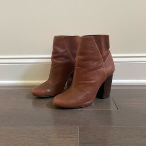 BCBG Leather Heeled Bootie, Beautiful rich brown caramel color, size 7.5